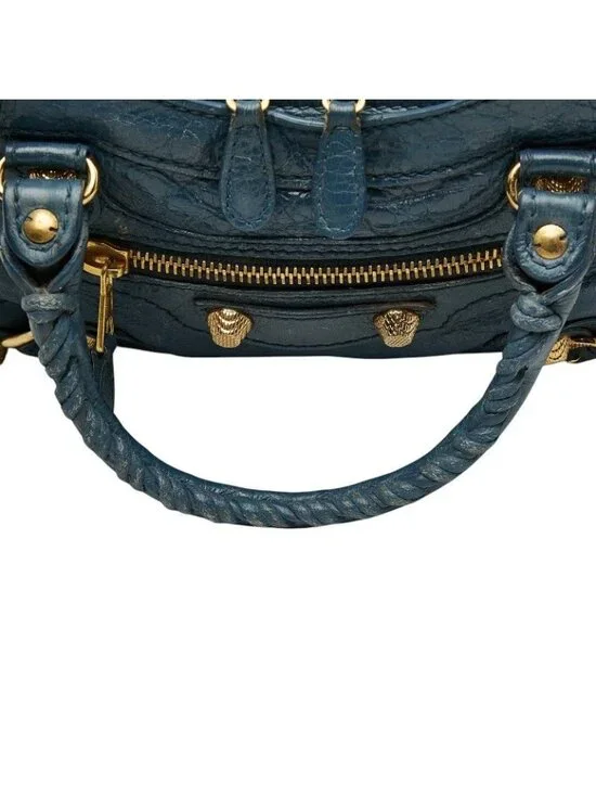 Balenciaga Giant Mini City 2-Way Shoulder Bag Blue Leather - Picture 9 of 10